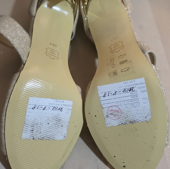 NINA CREAM GLITTER GOLD  SHOES OPEN TOED HEELS SIZE 9 - Picture 8 of 8
